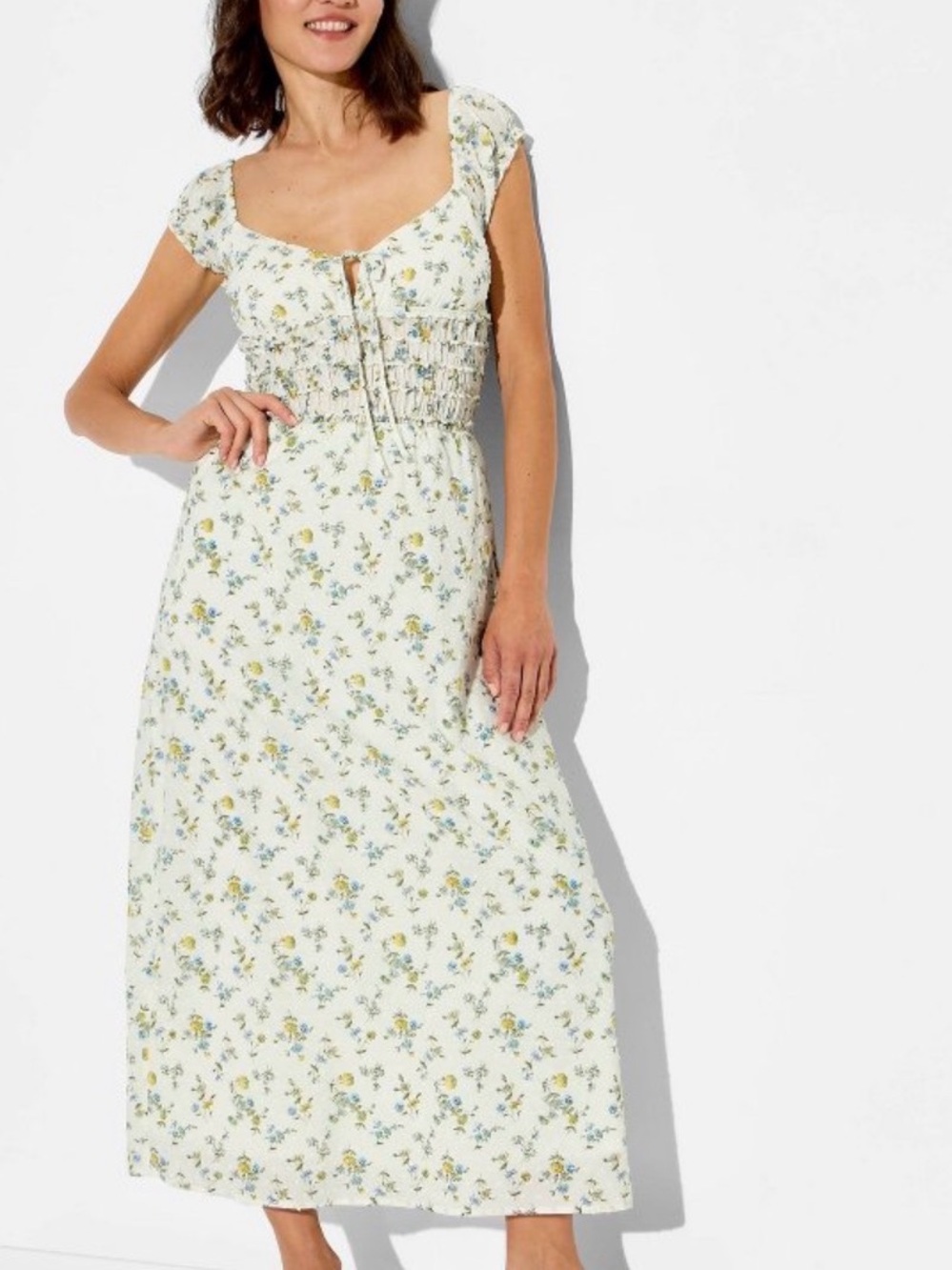 Women’s Cap Sleeve Smocked Midi Dress
